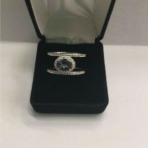 Elegant Silver and Mystic Topaz Ring